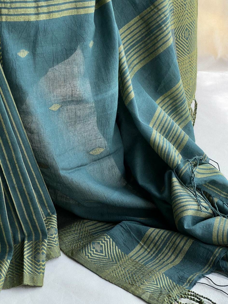 Ilkal Handloom Silk by Cotton Small Checks Chikki Paras Saree - Silkal.in